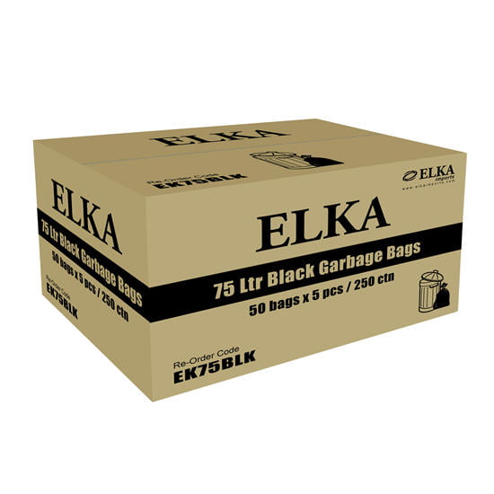 Elka 75 Litre Black Garbage Bags